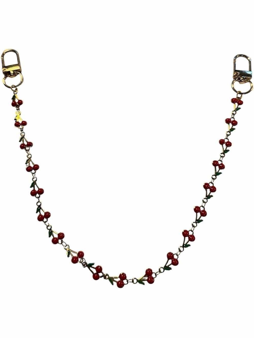 Cherries Gold Tone Handbag Accessory Chain Bling